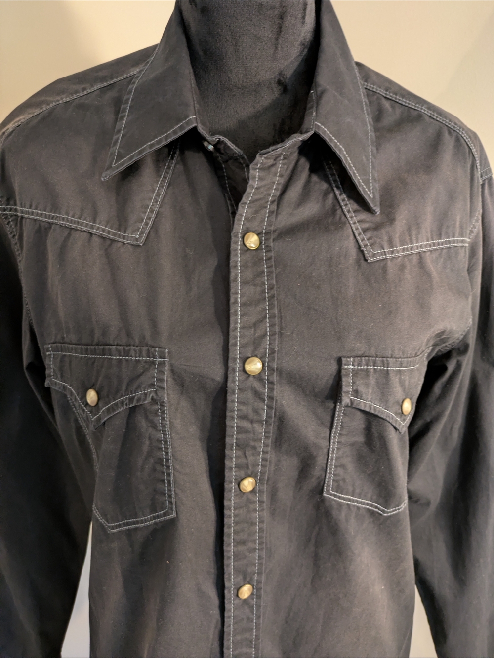 Men's Black Western Snap-Front Shirt Jacket